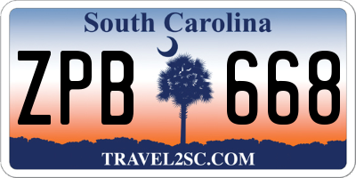 SC license plate ZPB668
