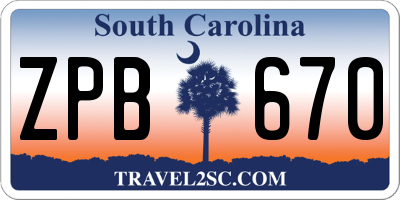SC license plate ZPB670