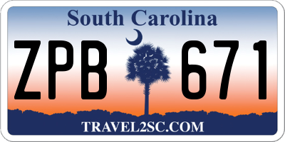 SC license plate ZPB671