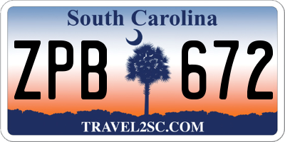 SC license plate ZPB672
