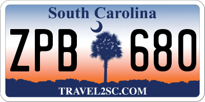 SC license plate ZPB680