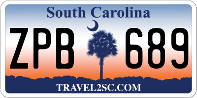 SC license plate ZPB689
