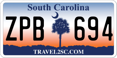 SC license plate ZPB694