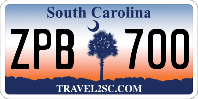 SC license plate ZPB700