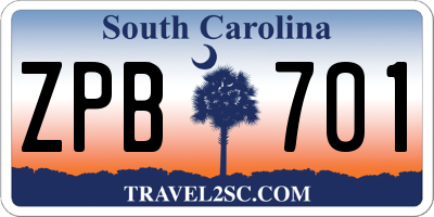 SC license plate ZPB701