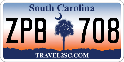 SC license plate ZPB708