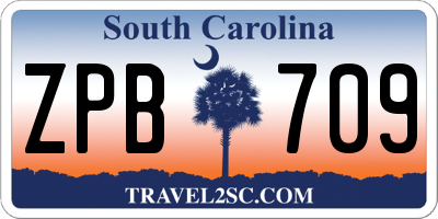 SC license plate ZPB709
