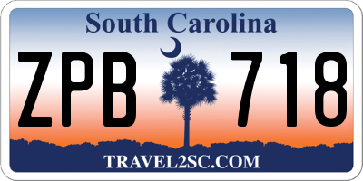 SC license plate ZPB718