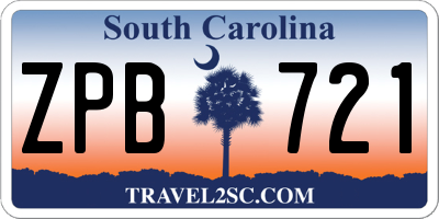 SC license plate ZPB721