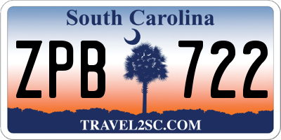 SC license plate ZPB722