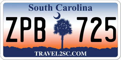 SC license plate ZPB725