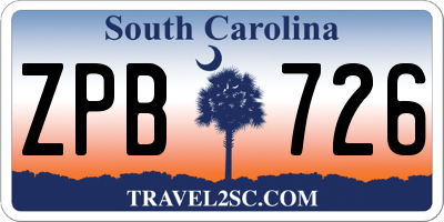 SC license plate ZPB726
