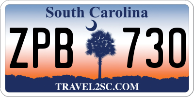 SC license plate ZPB730
