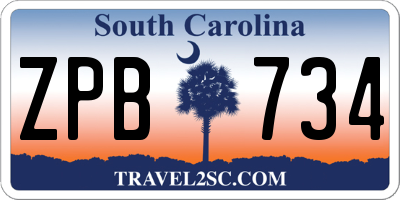 SC license plate ZPB734