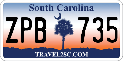 SC license plate ZPB735