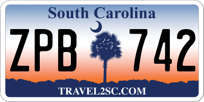 SC license plate ZPB742