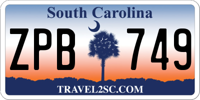 SC license plate ZPB749
