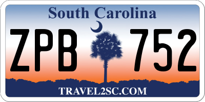 SC license plate ZPB752