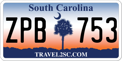 SC license plate ZPB753