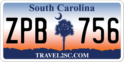 SC license plate ZPB756