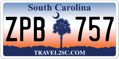 SC license plate ZPB757