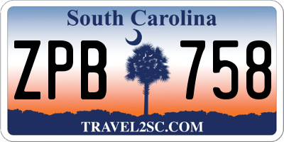 SC license plate ZPB758
