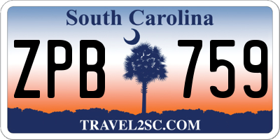 SC license plate ZPB759