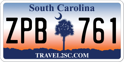 SC license plate ZPB761