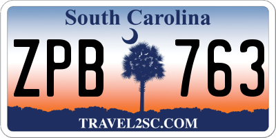 SC license plate ZPB763