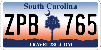 SC license plate ZPB765