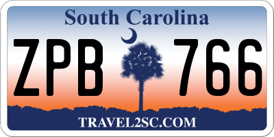 SC license plate ZPB766