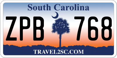 SC license plate ZPB768