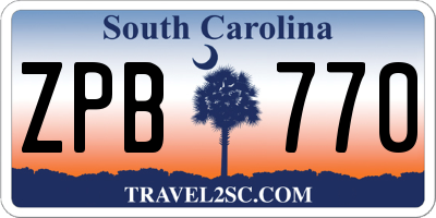 SC license plate ZPB770