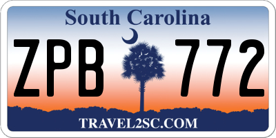SC license plate ZPB772