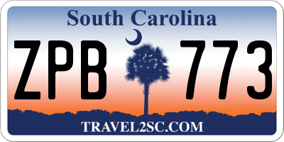 SC license plate ZPB773