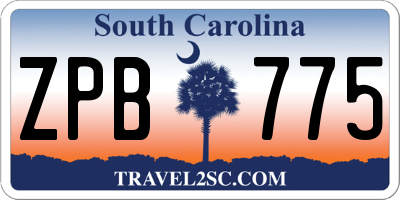 SC license plate ZPB775