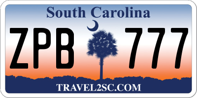 SC license plate ZPB777