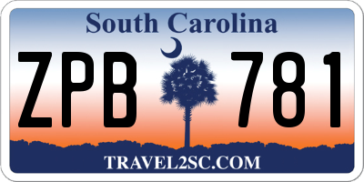 SC license plate ZPB781