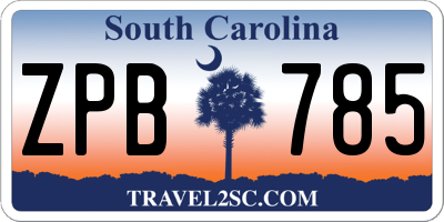SC license plate ZPB785