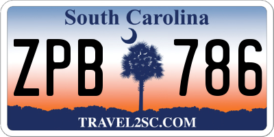 SC license plate ZPB786