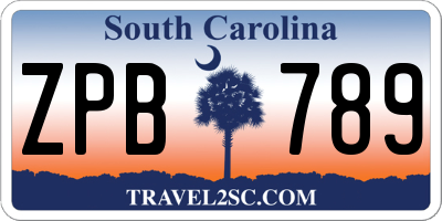 SC license plate ZPB789