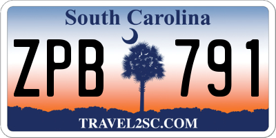 SC license plate ZPB791