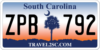 SC license plate ZPB792