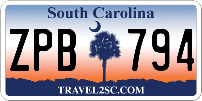 SC license plate ZPB794