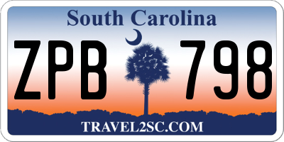 SC license plate ZPB798