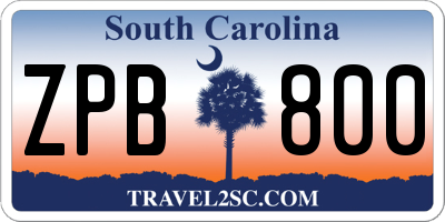 SC license plate ZPB800