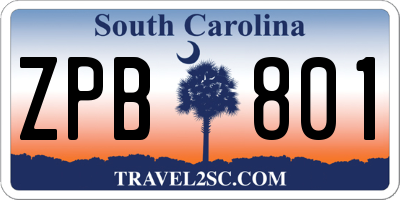 SC license plate ZPB801