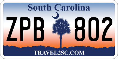 SC license plate ZPB802