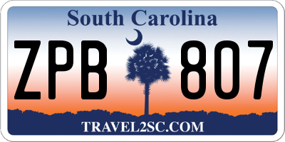 SC license plate ZPB807