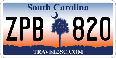 SC license plate ZPB820